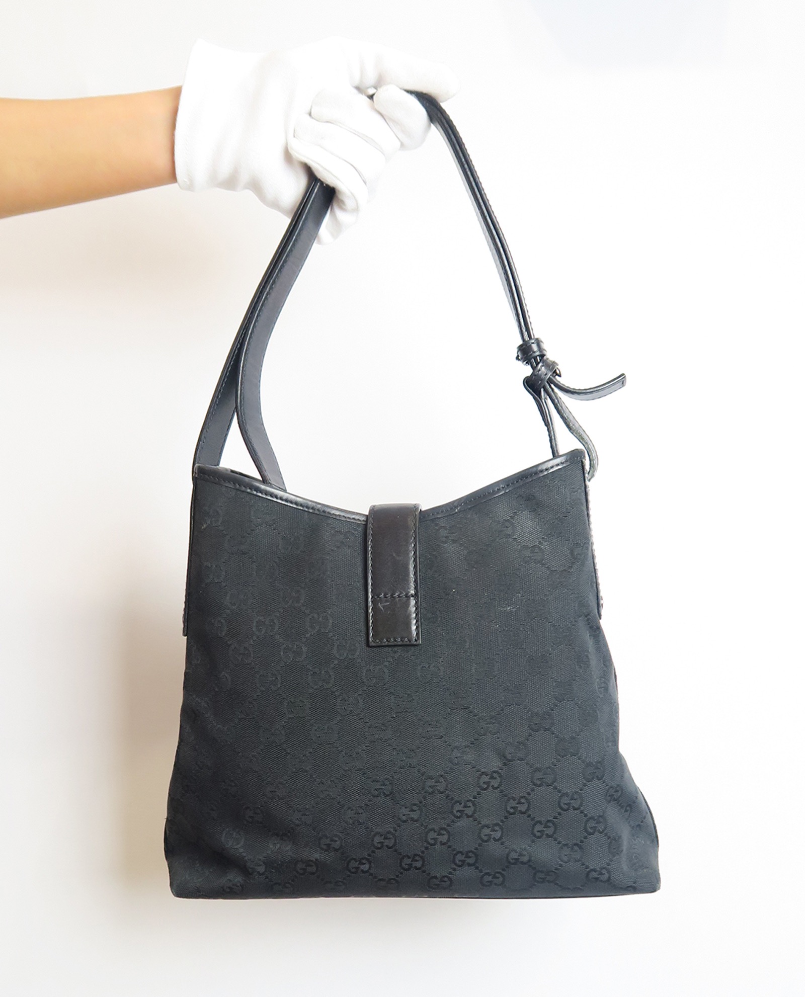 Piston Lock Shoulder Bag, &pound;120, Handbags, Black, Fabric, Back view